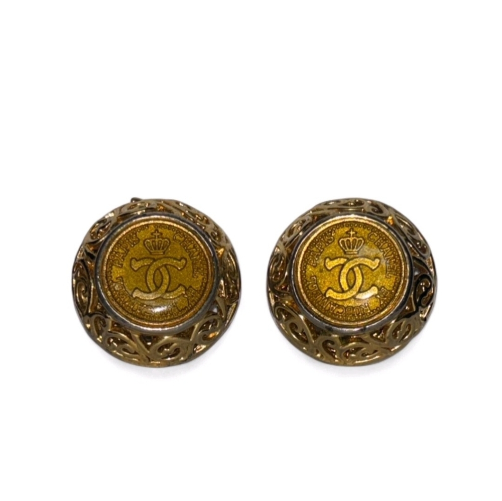 Chanel 24k Gold Plated Rubcamell Murano Clip-On Earrings Full Inclusion & COA - Picture 5 of 11